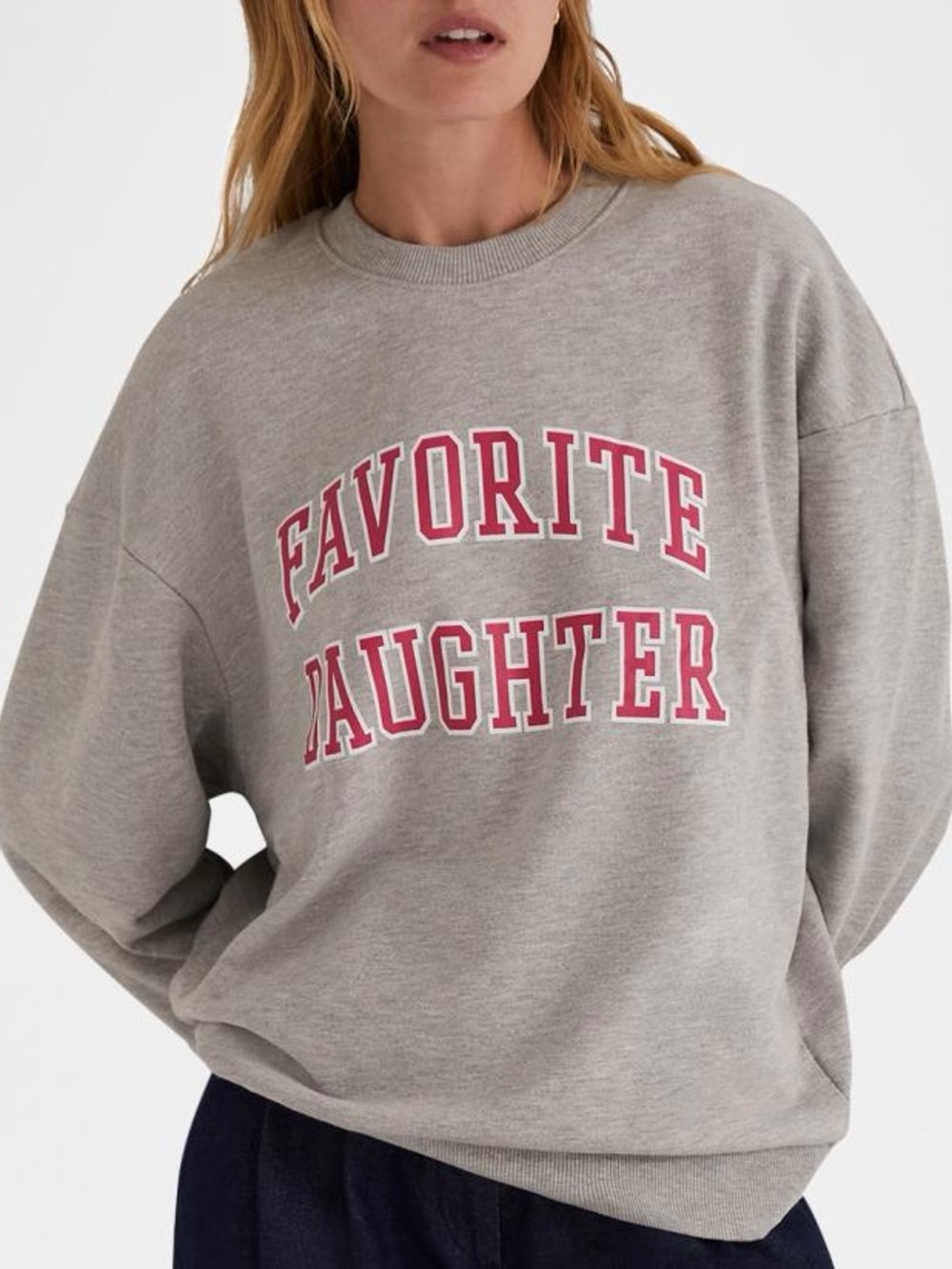 Favorite Daughter Collegiate Sweatshirt Heather Grey Signature Varsity Logo Gray